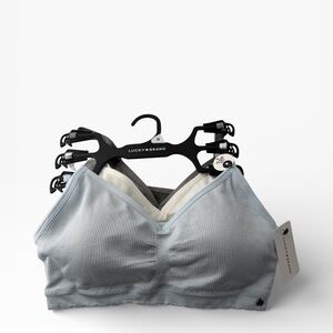 NWT Lucky Ribbed Bralette Set of 3 Pullover Padded Adjustable Wireless Sporty